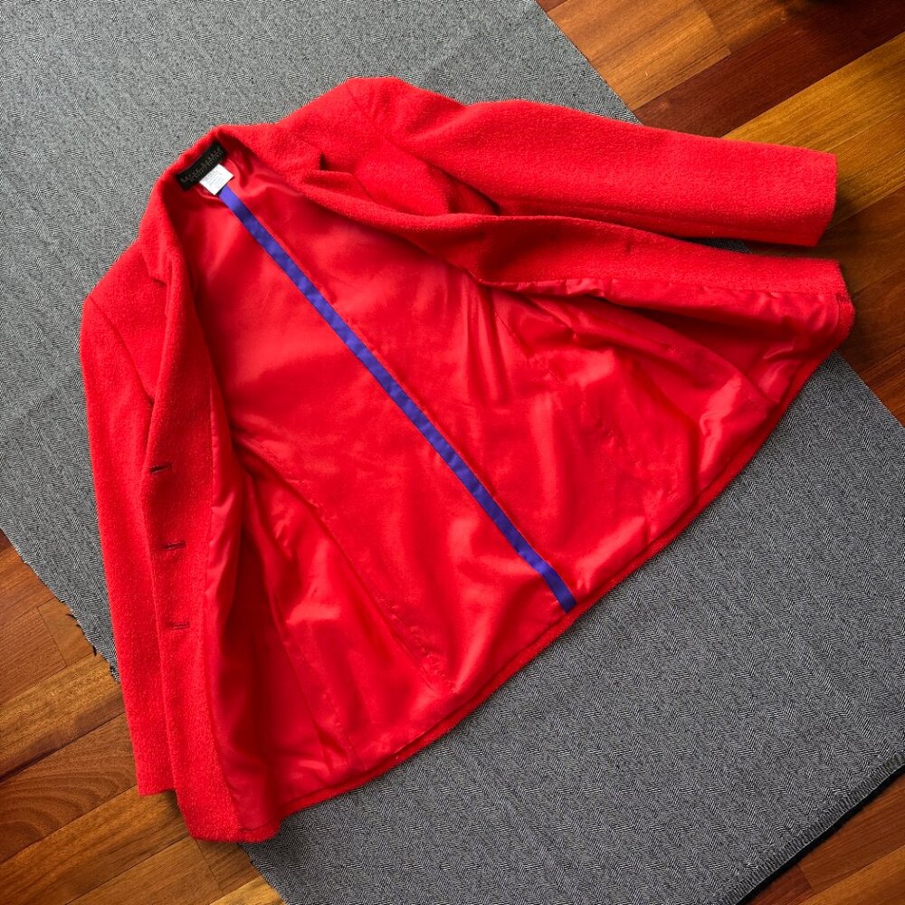 Wool Alpaca Blend Blazer Harvé Benard Red Jacket - Picture 11 of 17
